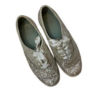 Keds x Kate Spade New York Champion Glitter Cream Lace Up Ribbon Sneakers